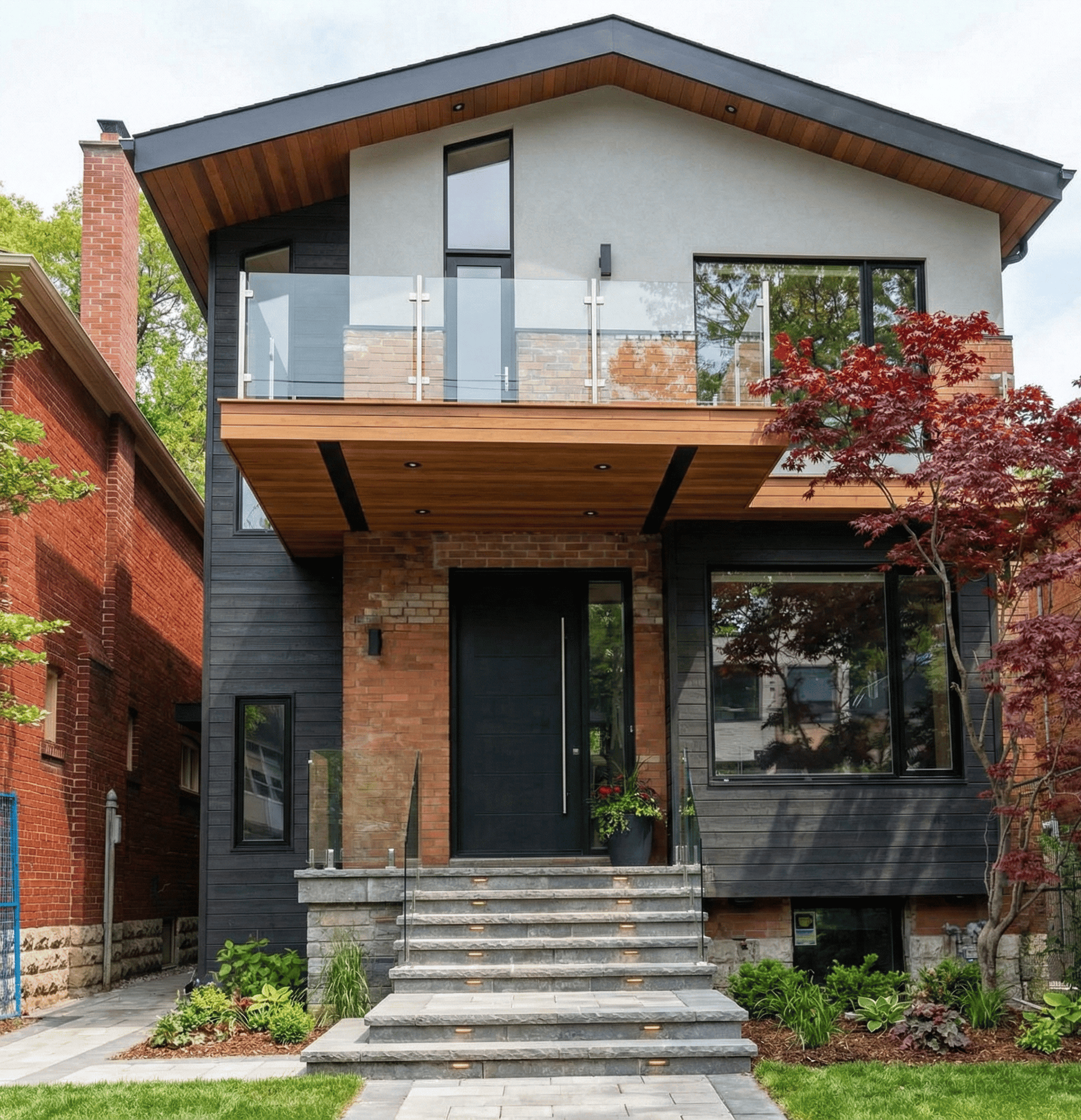 Exterior home renovation with modern siding